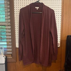 Ella Moss Burgundy Open Front Cardigan